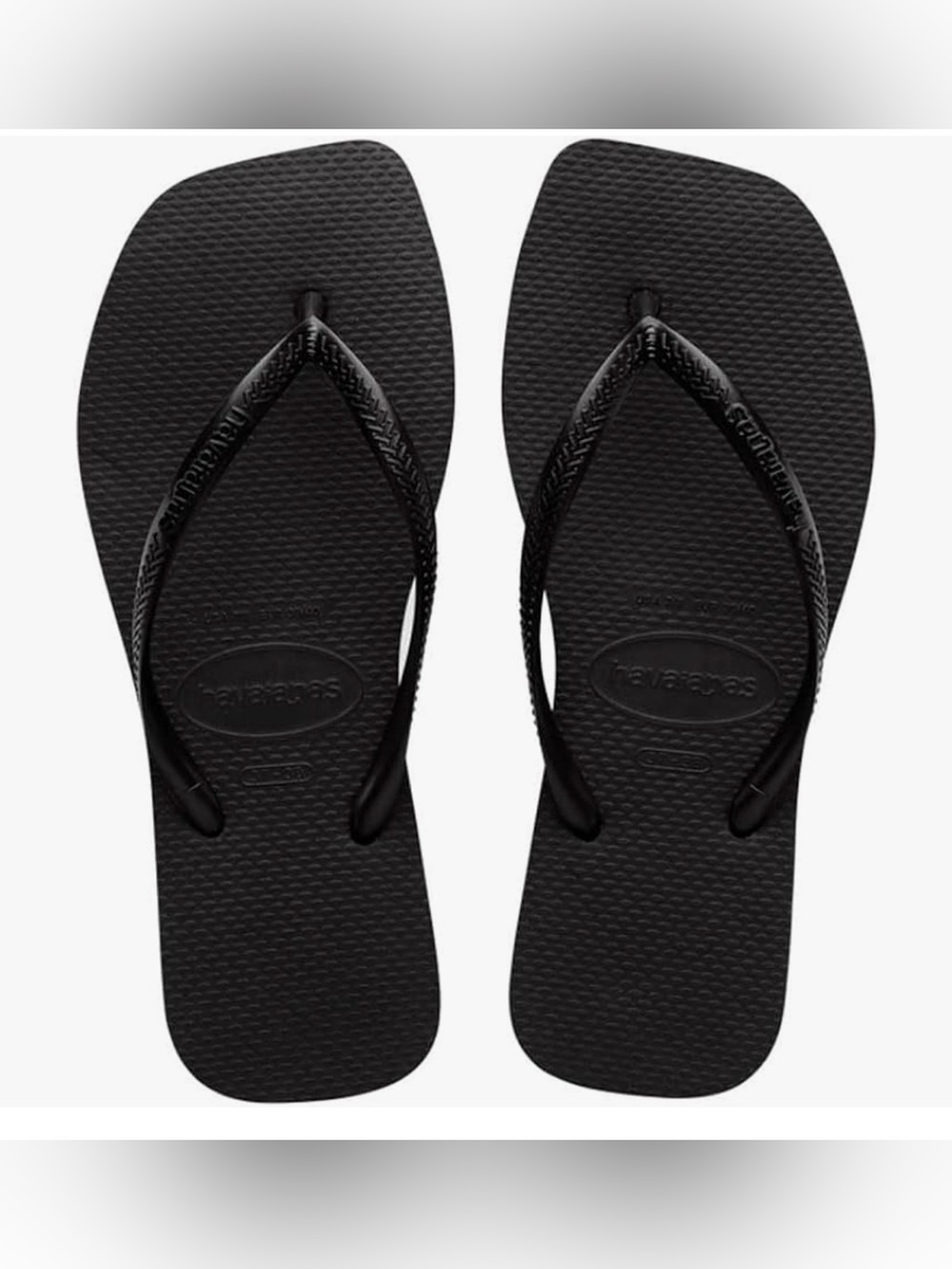 NWT Black Havaianas Slim Square Toe Flip Flops - Size 7/8
